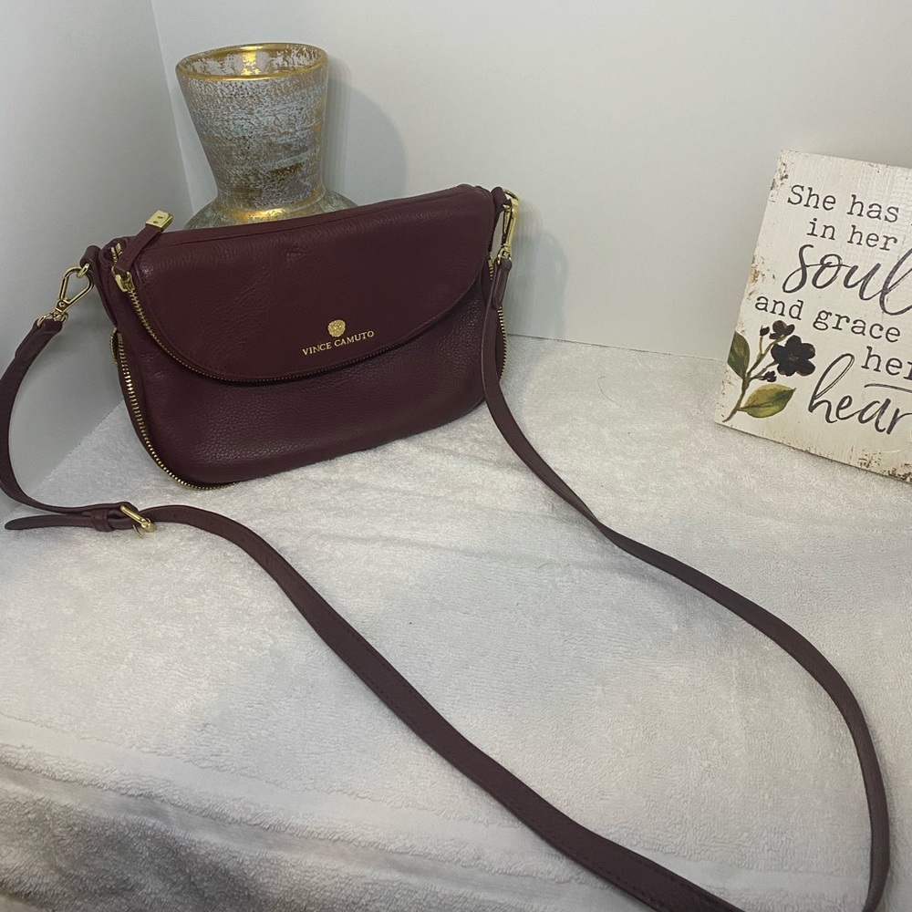 Vince Camino Cross Body Maroon Leather